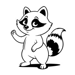 Simple vector illustration of Raccoon outline for colouring page