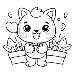Cute vector illustration Palmerian doodle for kids colouring page