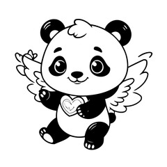 Cute vector illustration Panda drawing for colouring page