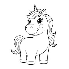 Vector illustration of a cute Unicorn doodle for children worksheet