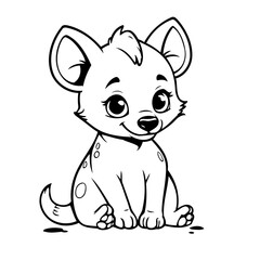 Vector illustration of a cute Hyena drawing for toddlers colouring page