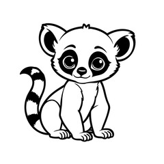 Cute vector illustration Lemur drawing for toddlers colouring page