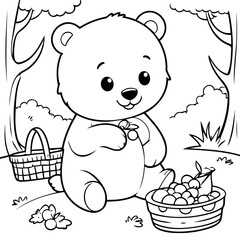 Cute vector illustration Bear drawing for toddlers book