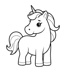 Vector illustration of a cute Unicorn doodle colouring activity for kids