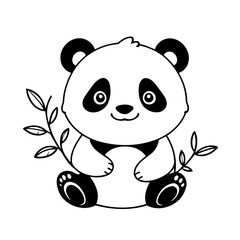 Vector illustration of a cute Panda doodle for children worksheet