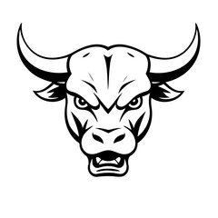 Vector illustration of a cute Bull drawing for kids colouring activity