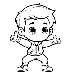 Fototapeta premium Simple vector illustration of Boy outline for colouring page