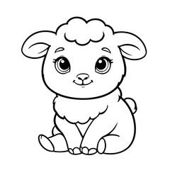 Cute vector illustration Sheep hand drawn for kids page