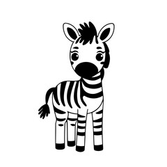 Vector illustration of a cute Zebra doodle colouring activity for kids