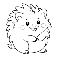 Cute vector illustration Hedgehog colouring page for kids