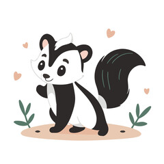 Vector illustration of a cute Skunk doodle for kids coloring worksheet