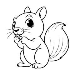 Simple vector illustration of Squirrel drawing for toddlers colouring page