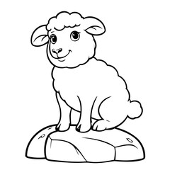 Cute vector illustration Sheep drawing colouring activity