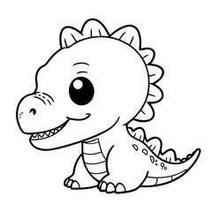 Vector illustration of a cute Dino drawing for kids colouring page