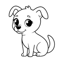 Simple vector illustration of Dog hand drawn for toddlers