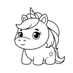 Cute vector illustration Unicorn drawing colouring activity