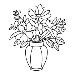 Cute vector illustration Flowers doodle for kids coloring worksheet