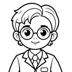 Cute vector illustration Scientist colouring page for kids