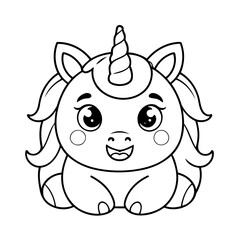 Simple vector illustration of Unicorn for kids colouring worksheet