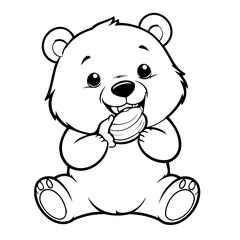 Cute vector illustration Bear doodle for kids coloring worksheet