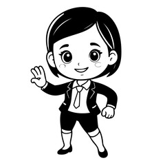 Vector illustration of a cute BusinessWoman doodle for children worksheet