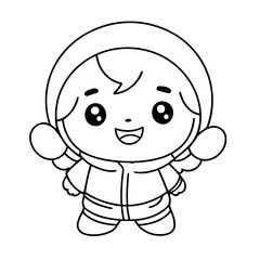 Simple vector illustration of Kawaii for kids colouring worksheet