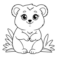 Simple vector illustration of Lemur doodle for toddlers worksheet