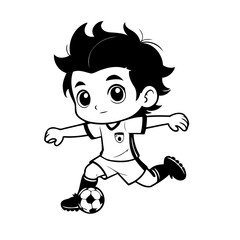 Simple vector illustration of SoccerPlayer for kids colouring worksheet