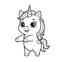 Simple vector illustration of Unicorn for children colouring activity