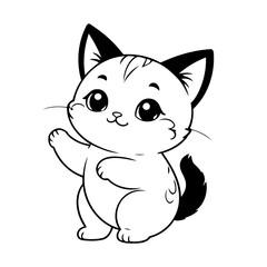 Simple vector illustration of Kitten drawing for toddlers coloring activity