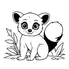 Simple vector illustration of Lemur drawing for kids page