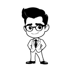 Vector illustration of a cute Man doodle for toddlers colouring page