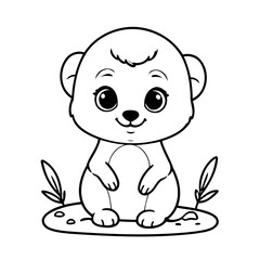Obraz premium Cute vector illustration Meerkat drawing for kids colouring activity