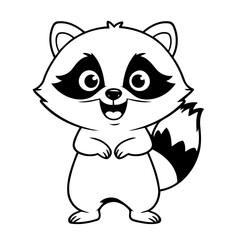 Simple vector illustration of Raccoon outline for colouring page
