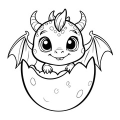 Vector illustration of a cute Dragon doodle for toddlers coloring activity