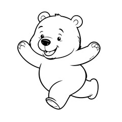 Simple vector illustration of Bear hand drawn for kids page