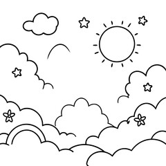 Vector illustration of a cute Sky drawing for children page