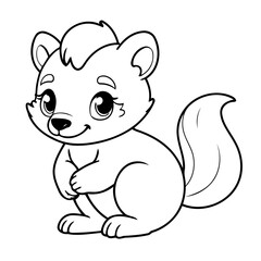 Simple vector illustration of Skunk doodle for toddlers worksheet