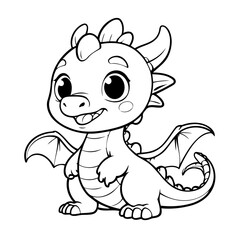 Simple vector illustration of Dragon hand drawn for toddlers
