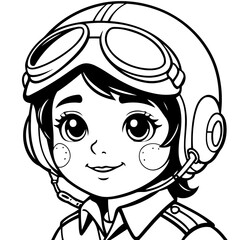 Simple vector illustration of Pilot drawing for kids colouring page