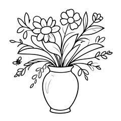 Vector illustration of a cute Flowers drawing for kids page
