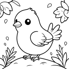 Simple vector illustration of Bird drawing for kids page