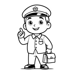Cute vector illustration Mailman doodle for toddlers coloring activity