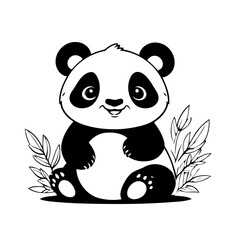 Simple vector illustration of Panda drawing for toddlers coloring activity