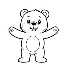 Fototapeta premium Cute vector illustration Bear hand drawn for kids coloring page