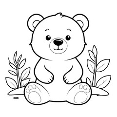Cute vector illustration Bear for toddlers colouring page