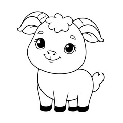 Cute vector illustration Goat for children colouring activity
