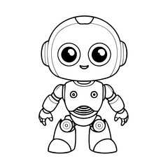 Simple vector illustration of Robot for kids colouring worksheet