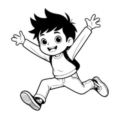 Cute vector illustration Boy for kids colouring worksheet