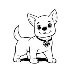Simple vector illustration of Dog drawing for kids colouring page